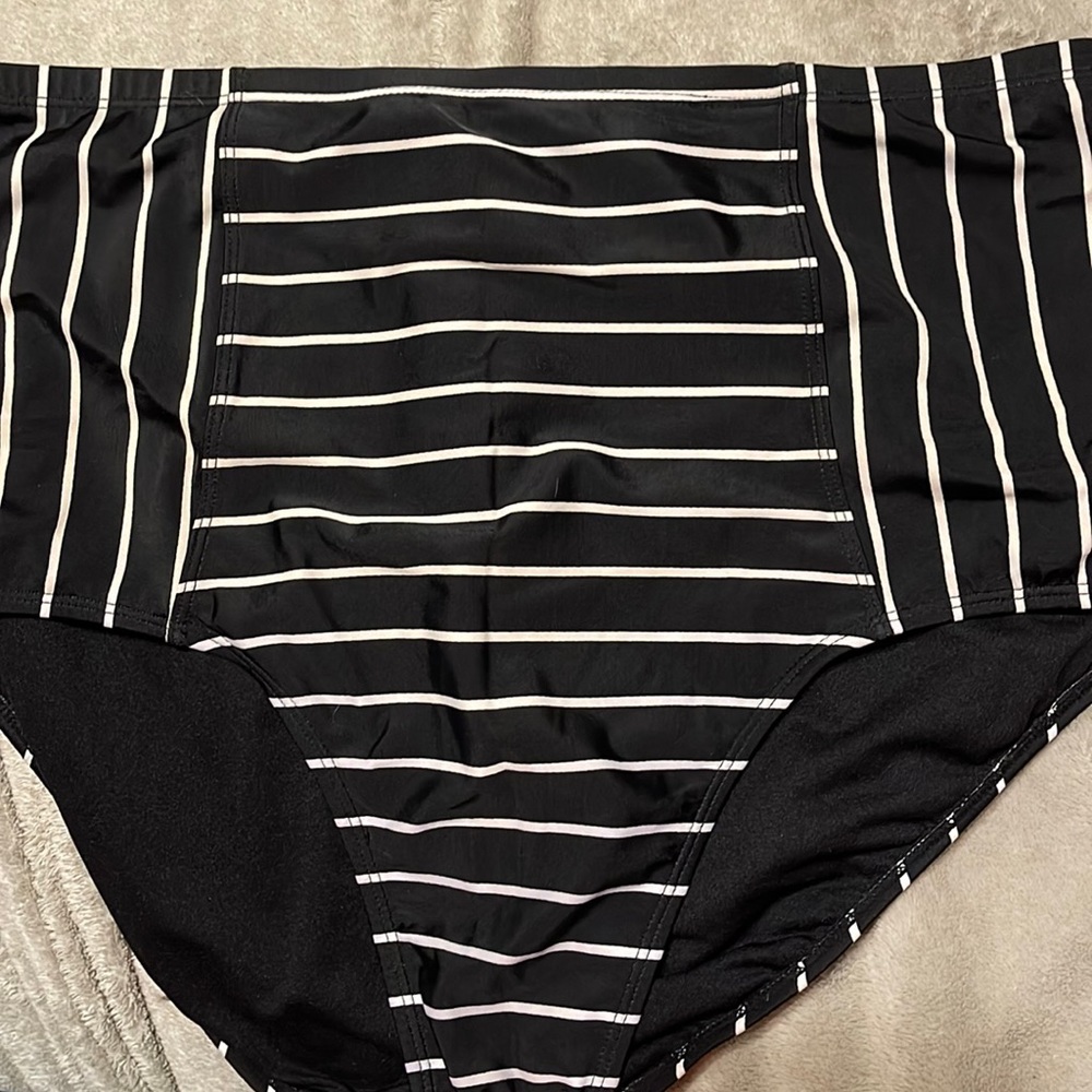 Old Navy Bathing Suit Bottom. Size XXL Black with White stripes.